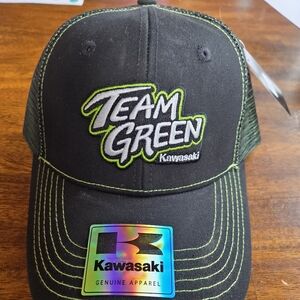Kawasaki Team Green Black Cap NWT Snapback